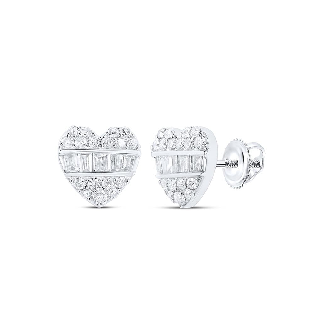 Heart Baguette Diamond Earrings 3/8cttw 10K Gold