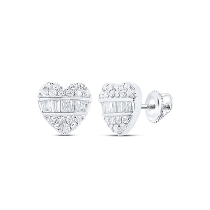Heart Baguette Diamond Earrings 3/8cttw 10K Gold