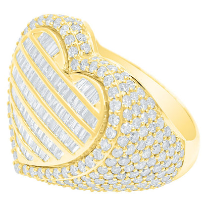 Heart Baguette Diamond Ring 3.90cttw 10K Gold
