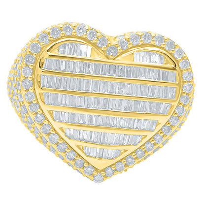 Heart Baguette Diamond Ring 3.90cttw 10K Gold