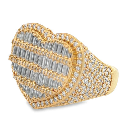 Heart Baguette VVS Moissanite Ring .925 Sterling Silver