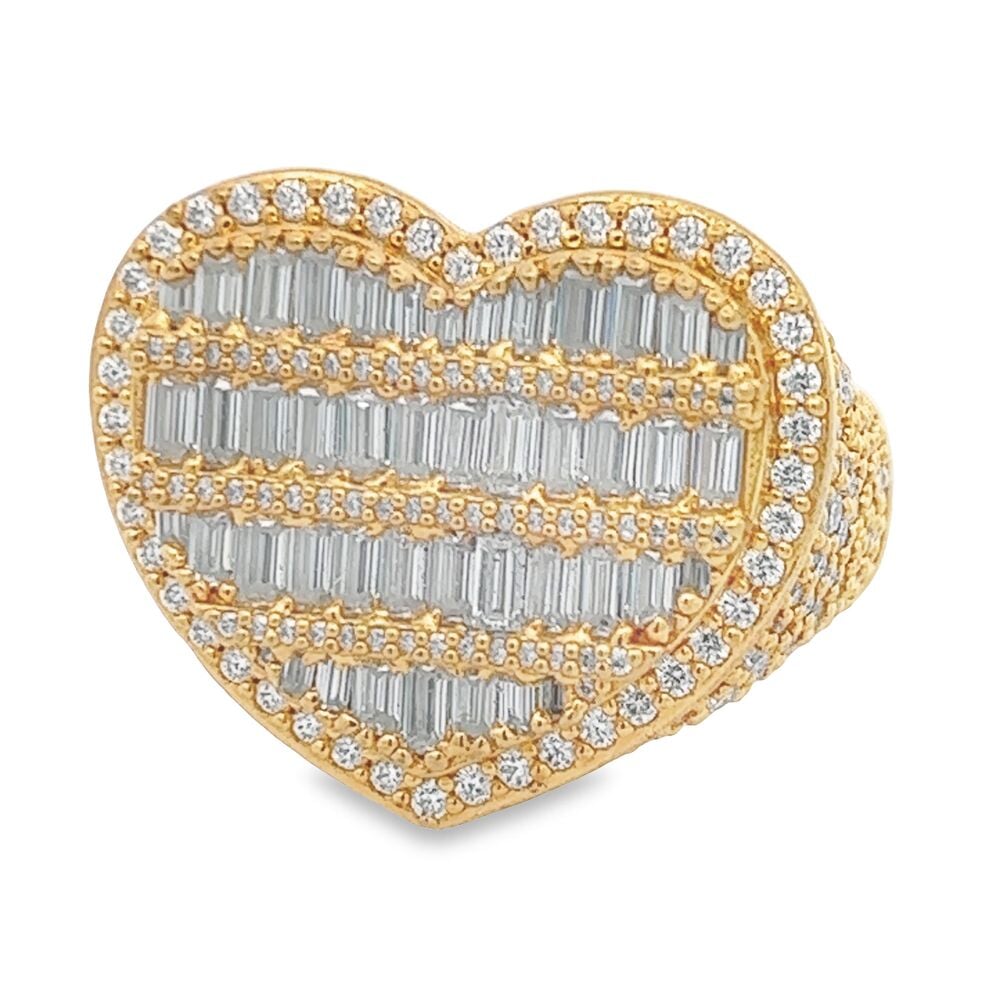 Heart Baguette VVS Moissanite Ring .925 Sterling Silver