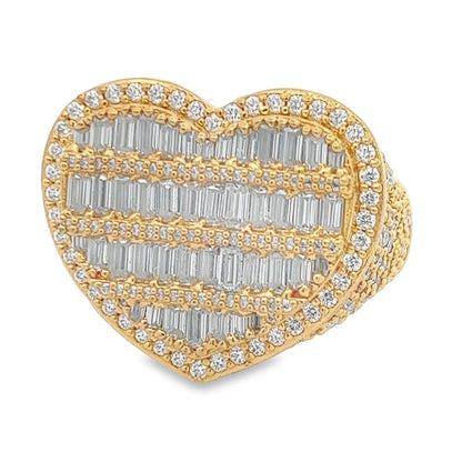 Heart Baguette VVS Moissanite Ring .925 Sterling Silver