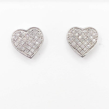 Heart Diamond .25cttw Earrings .925 Sterling Silver