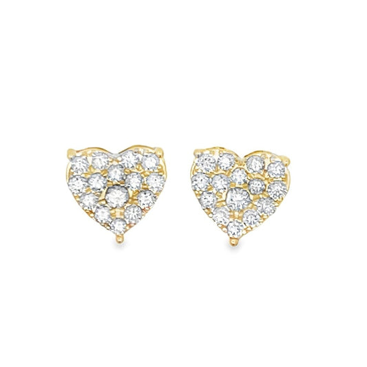 Heart Diamond Earrings 1.00cttw 14K Yellow Gold