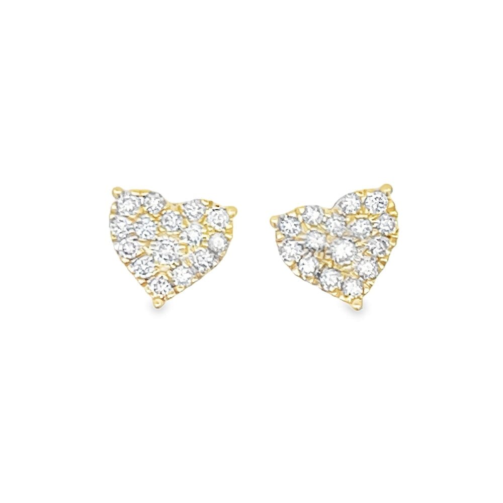 Heart Diamond Earrings .75cttw 14K Yellow Gold