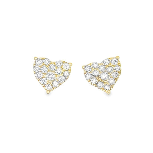 Heart Diamond Earrings .75cttw 14K Yellow Gold