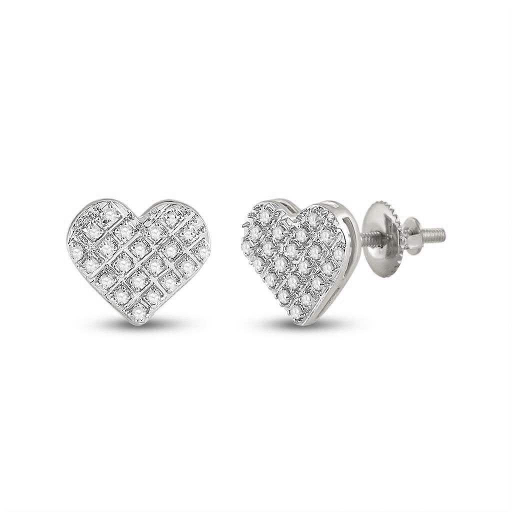 Heart Edgeless Micro Pave Diamond Earrings 10K Gold