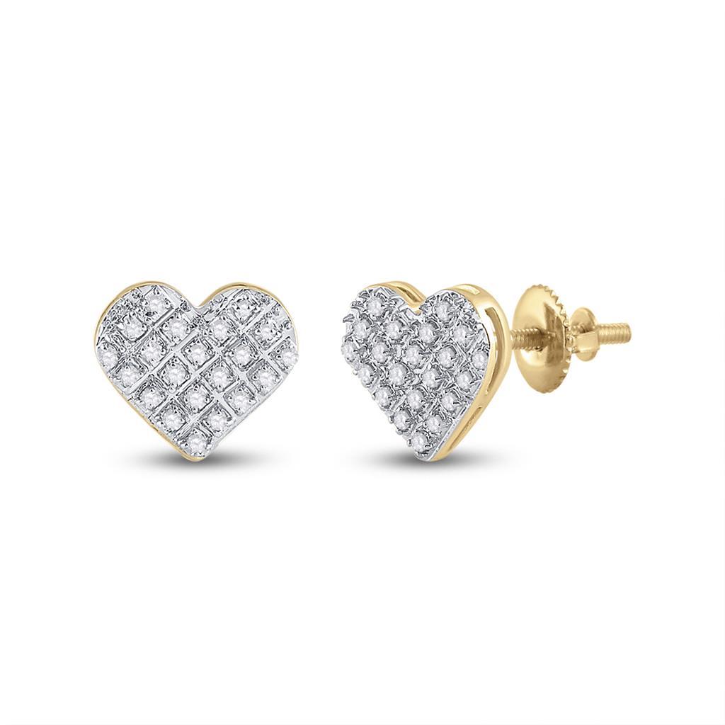 Heart Edgeless Micro Pave Diamond Earrings 10K Gold