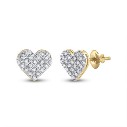 Heart Edgeless Micro Pave Diamond Earrings 10K Gold
