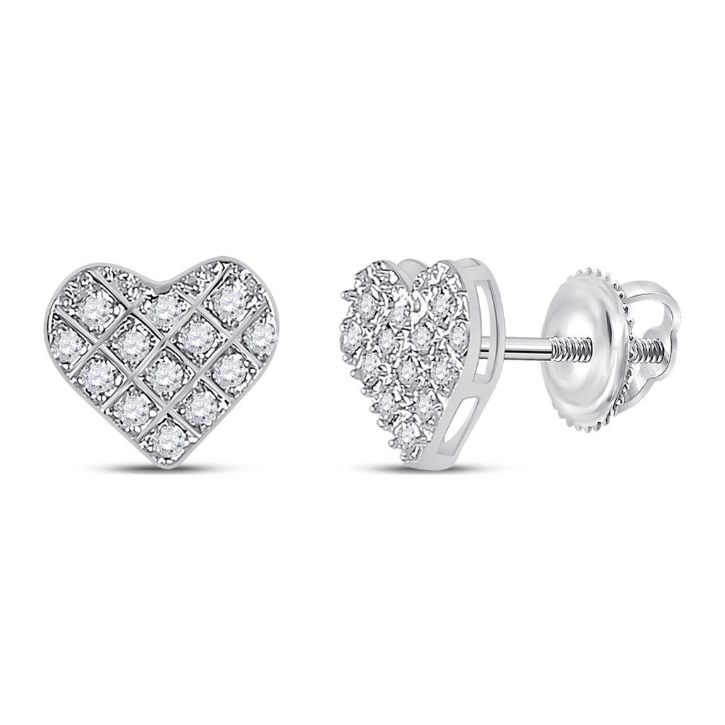 Heart Edgeless Micro Pave Diamond Earrings 10K Gold