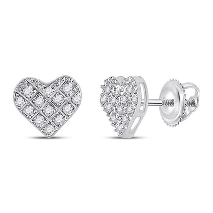 Heart Edgeless Micro Pave Diamond Earrings 10K Gold