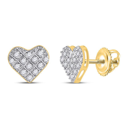 Heart Edgeless Micro Pave Diamond Earrings 10K Gold