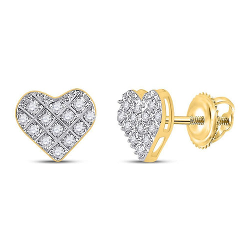 Heart Edgeless Micro Pave Diamond Earrings 10K Gold