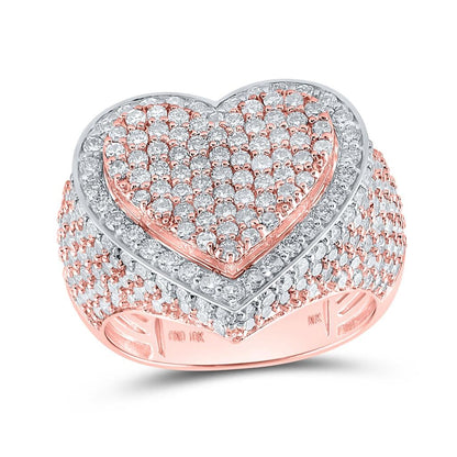 Heart Large Diamond Ring 3.00 Carats 10K Gold
