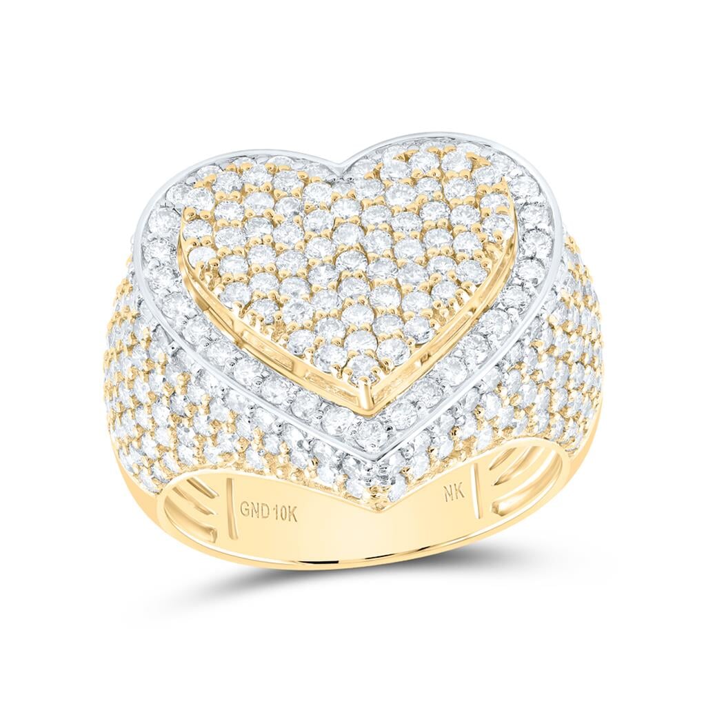 Heart Large Diamond Ring 3.00 Carats 10K Gold