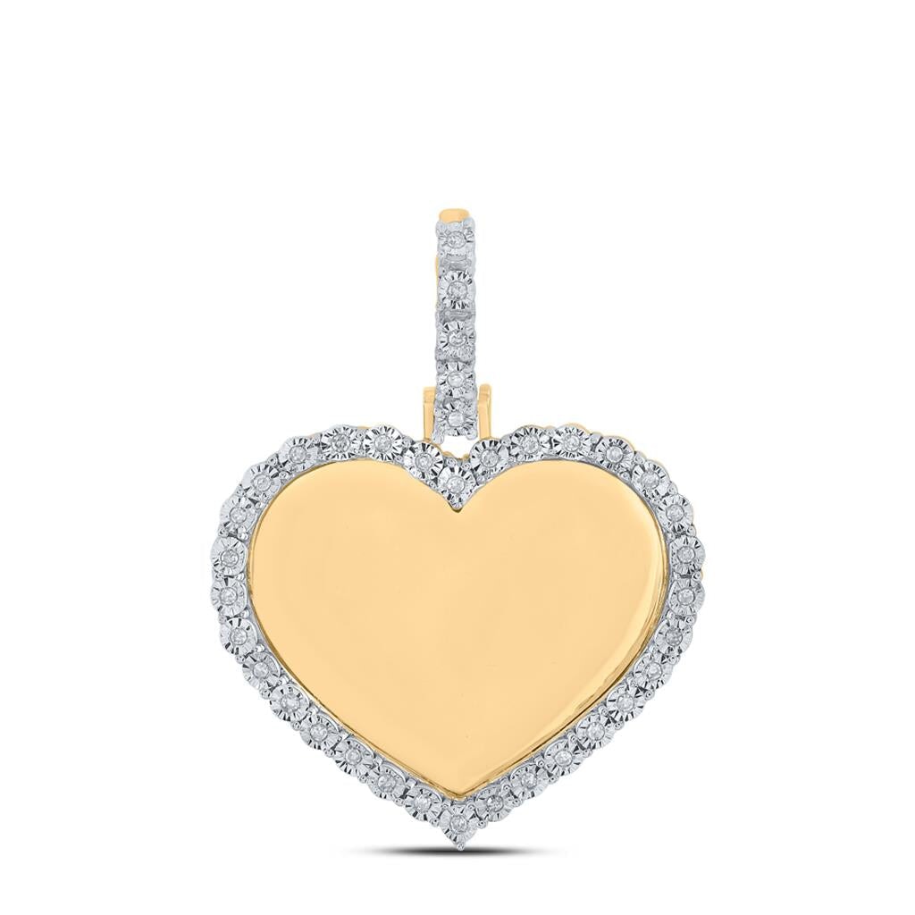 Heart Picture Frame Diamond Pendant 10K Gold