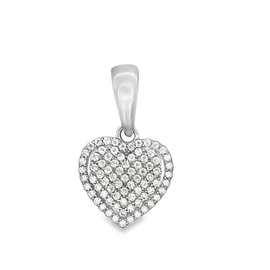Heart Small Iced Out Moissanite Pendant .925 Sterling Silver