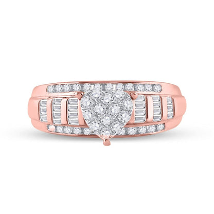 Heart Solitaire Baguette Diamond Ring 10K Gold