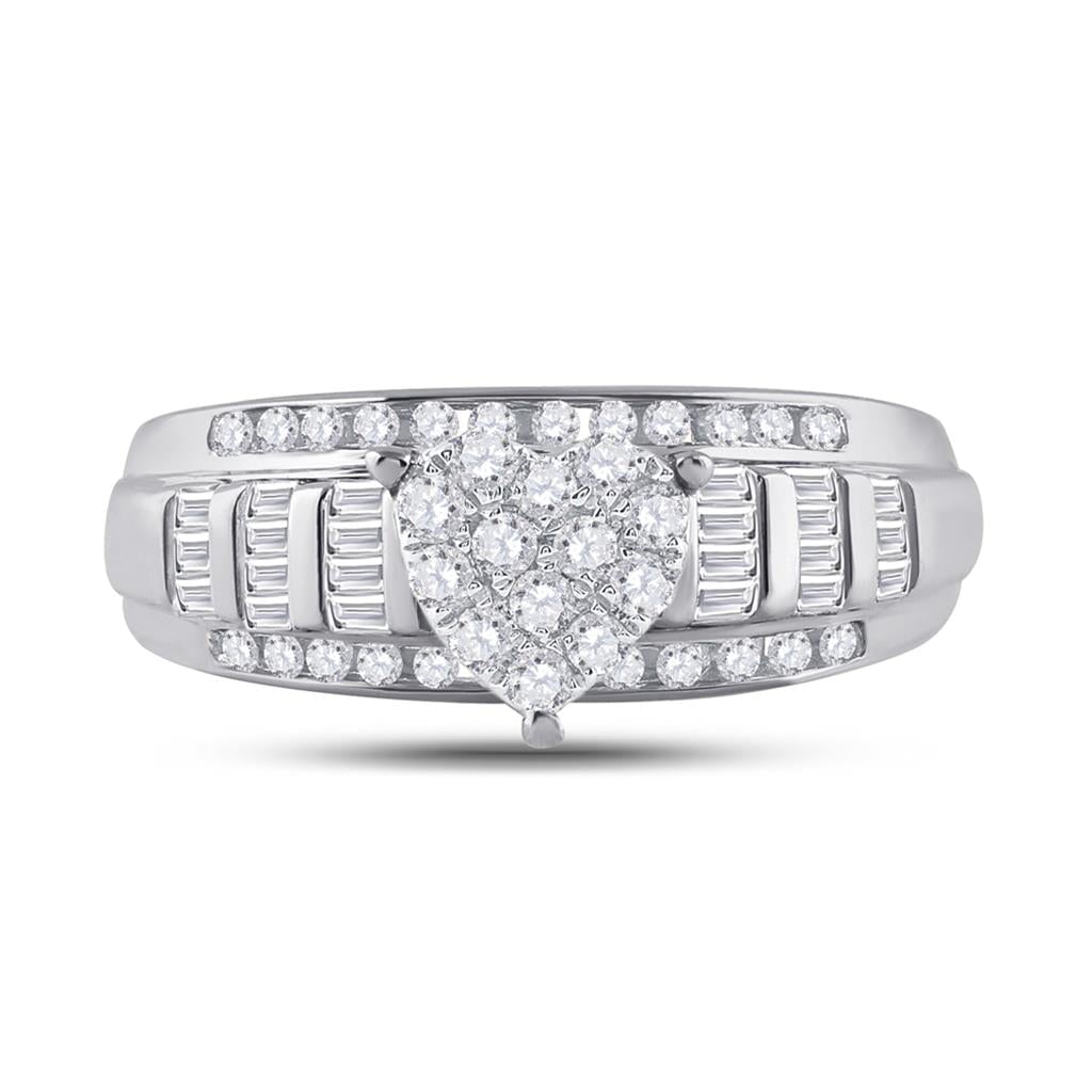 Heart Solitaire Baguette Diamond Ring 10K Gold