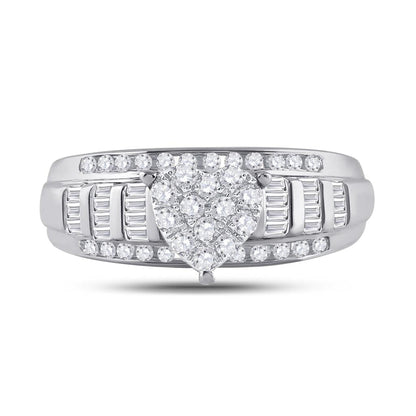 Heart Solitaire Baguette Diamond Ring 10K Gold