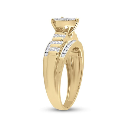 Heart Solitaire Baguette Diamond Ring 10K Gold