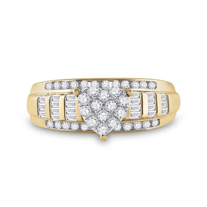 Heart Solitaire Baguette Diamond Ring 10K Gold