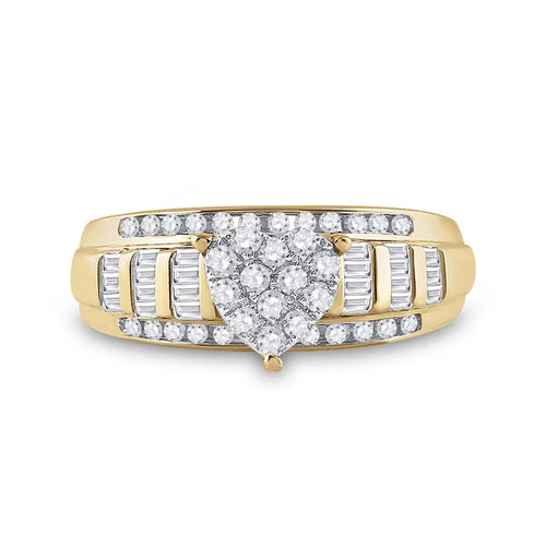 Heart Solitaire Baguette Diamond Ring 10K Gold