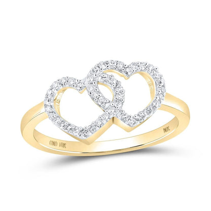 Heart Stack Diamond Ring 10K Gold