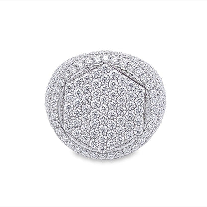 Hex Circle Iced Out VVS Moissanite Ring .925 Sterling Silver