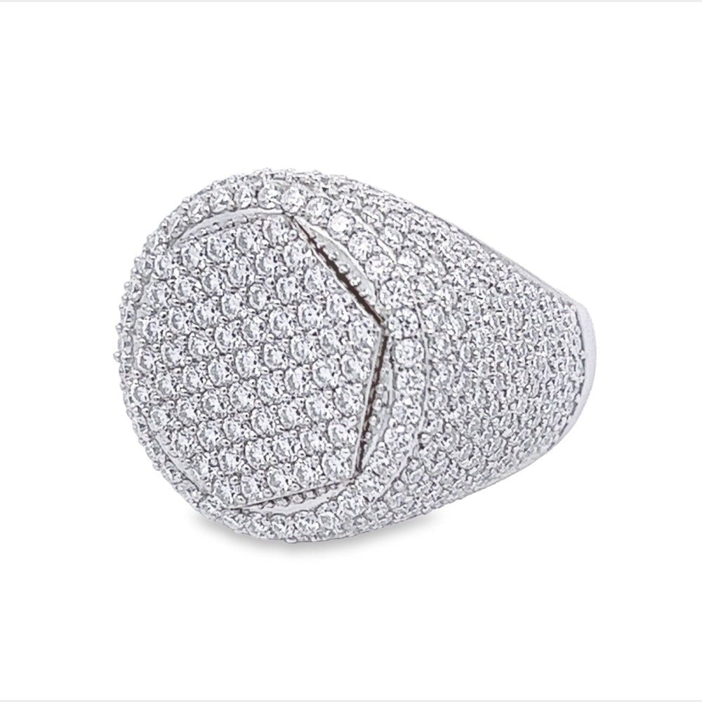 Hex Circle Iced Out VVS Moissanite Ring .925 Sterling Silver