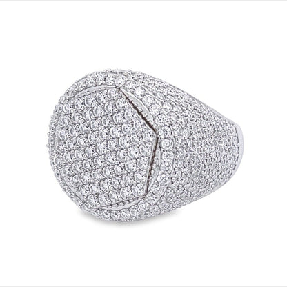 Hex Circle Iced Out VVS Moissanite Ring .925 Sterling Silver