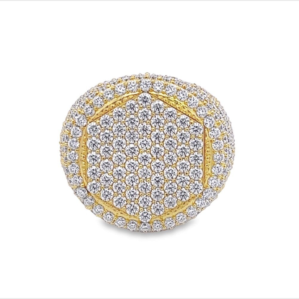 Hex Circle Iced Out VVS Moissanite Ring .925 Sterling Silver