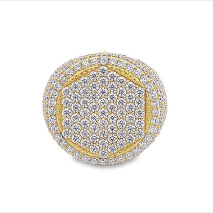 Hex Circle Iced Out VVS Moissanite Ring .925 Sterling Silver