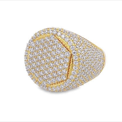 Hex Circle Iced Out VVS Moissanite Ring .925 Sterling Silver