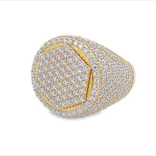 Hex Circle Iced Out VVS Moissanite Ring .925 Sterling Silver