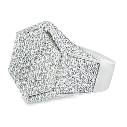 Hexagon Iced Out VVS Moissanite Ring .925 Sterling Silver