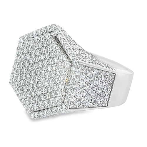 Hexagon Iced Out VVS Moissanite Ring .925 Sterling Silver