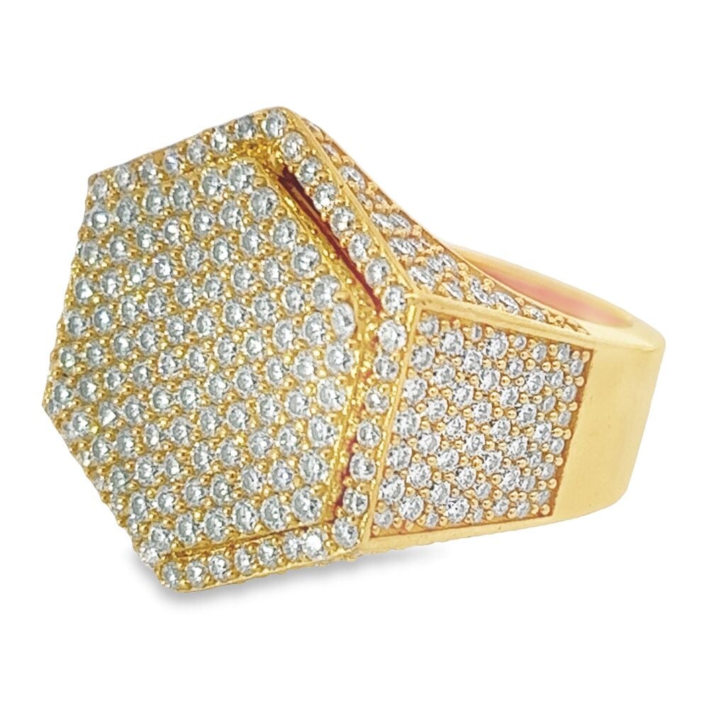 Hexagon Iced Out VVS Moissanite Ring .925 Sterling Silver