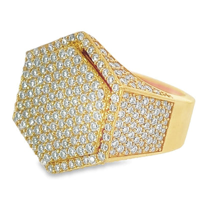 Hexagon Iced Out VVS Moissanite Ring .925 Sterling Silver