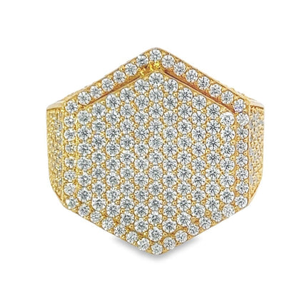 Hexagon Iced Out VVS Moissanite Ring .925 Sterling Silver
