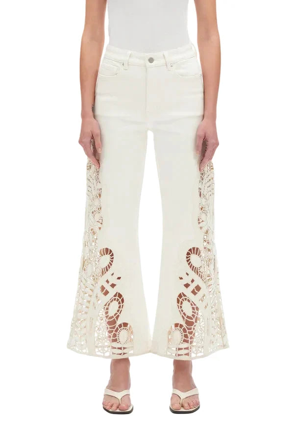High Rise Lace Wide Leg (Beige)