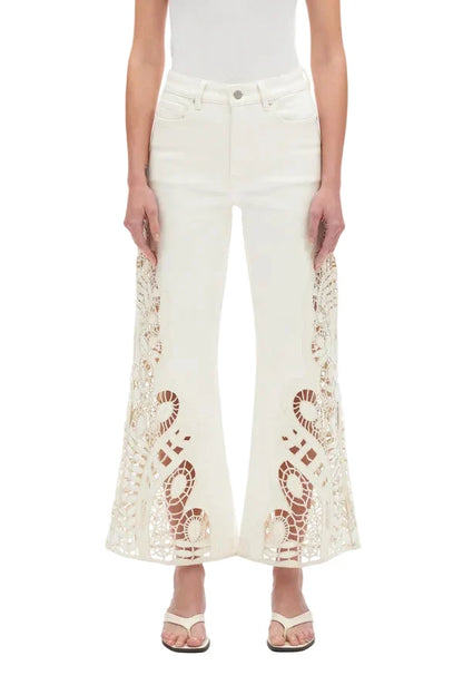 High Rise Lace Wide Leg (Beige)