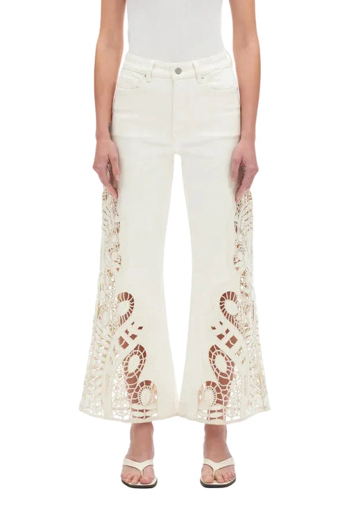 High Rise Lace Wide Leg (Beige)