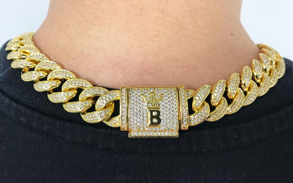 Hip Hop Bling Cuban Chain 15MM Wide  White / Yellow Gold