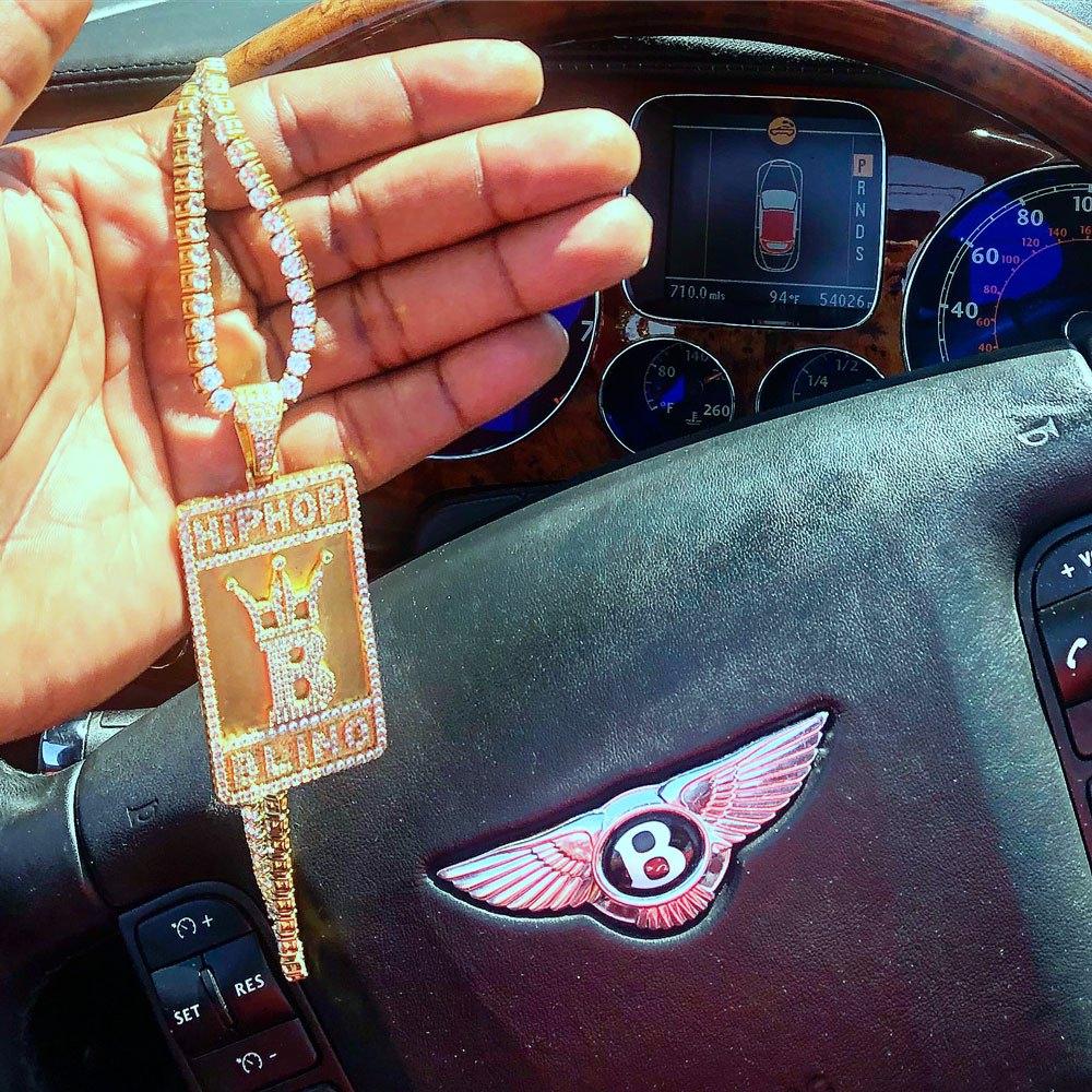 Hip Hop Bling Logo Block Pendant