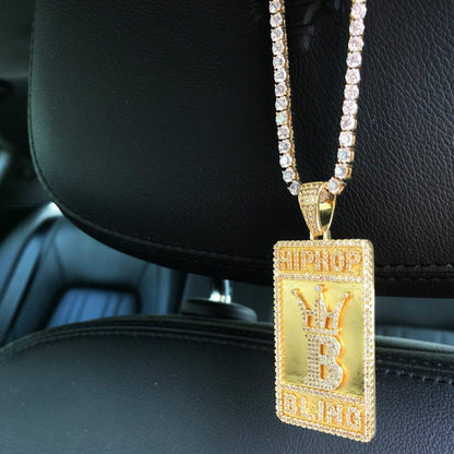 Hip Hop Bling Logo Block Pendant