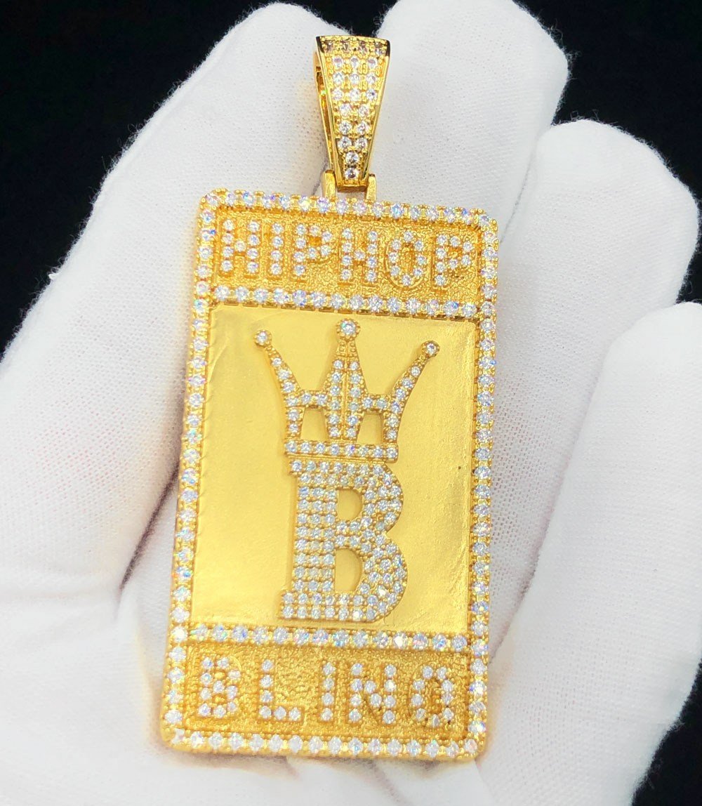 Hip Hop Bling Logo Block Pendant