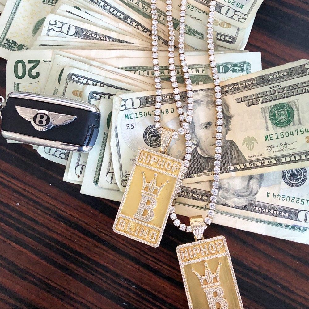 Hip Hop Bling Logo Block Pendant