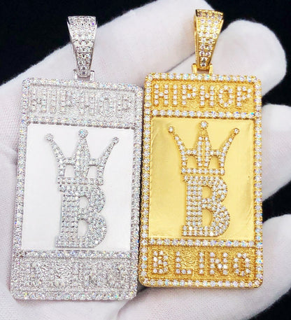 Hip Hop Bling Logo Block Pendant